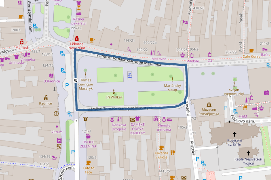 Mapa dětského závodu 500 m - Prostějov | Sokolský běh republiky